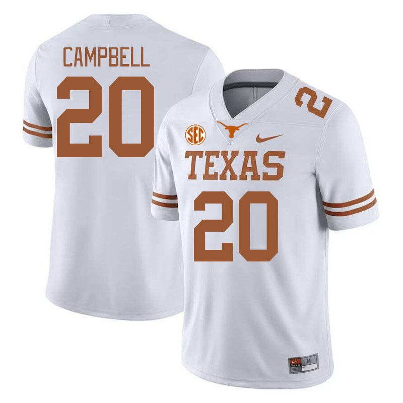 # 20 Earl Campbell Texas Longhorns Jerseys Football Stitched-White